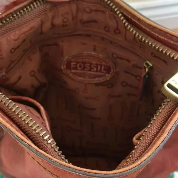 Fossil  brown cognac leather crossbody bag - Picture 4 of 5